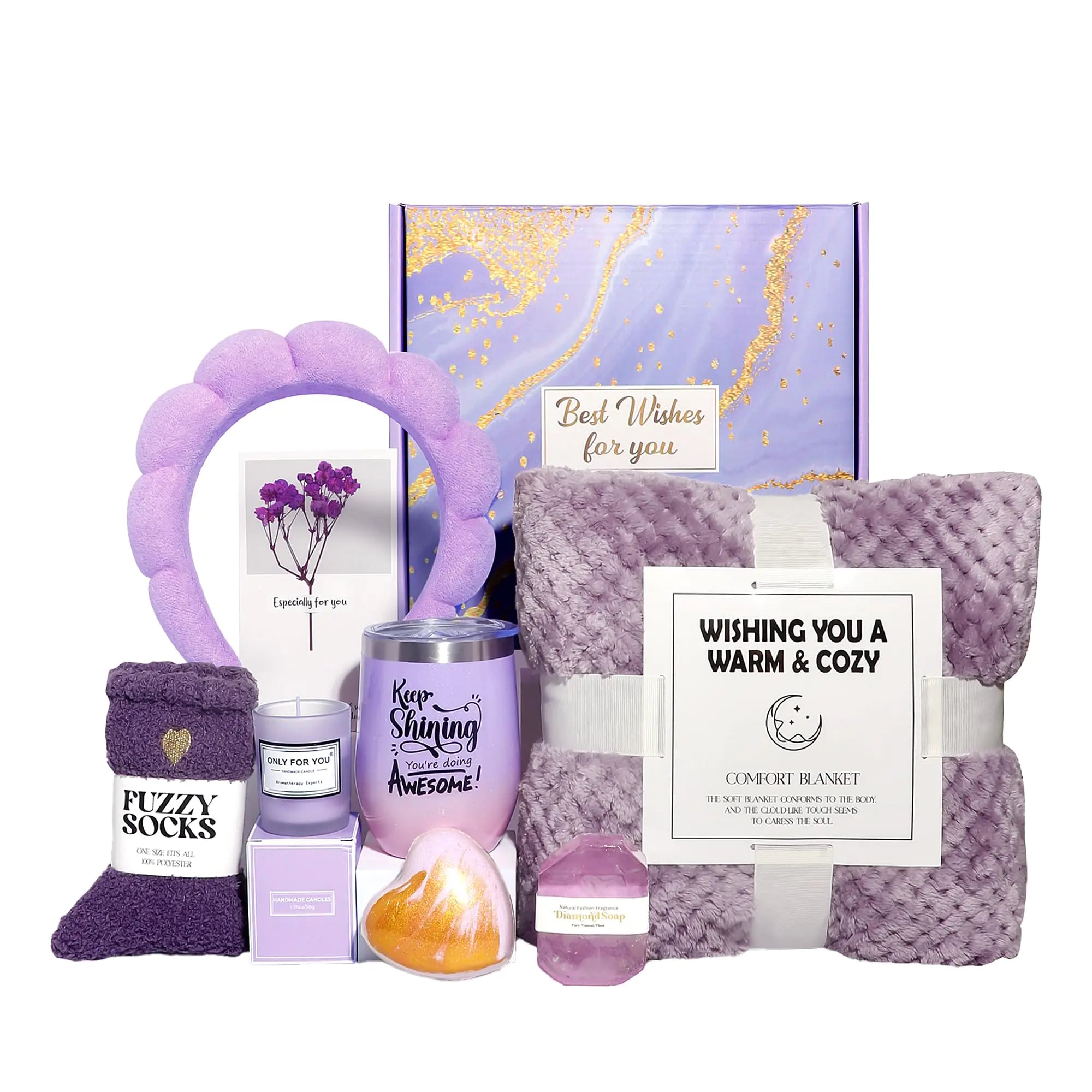 GRANNY SAYS Valentines Day Gifts for Women Birthday Gifts for Mom Spa Gifts for Women Self Care Gifts for Women Care Package with Flannel Blanket for Mom Friendship Wife Sister
